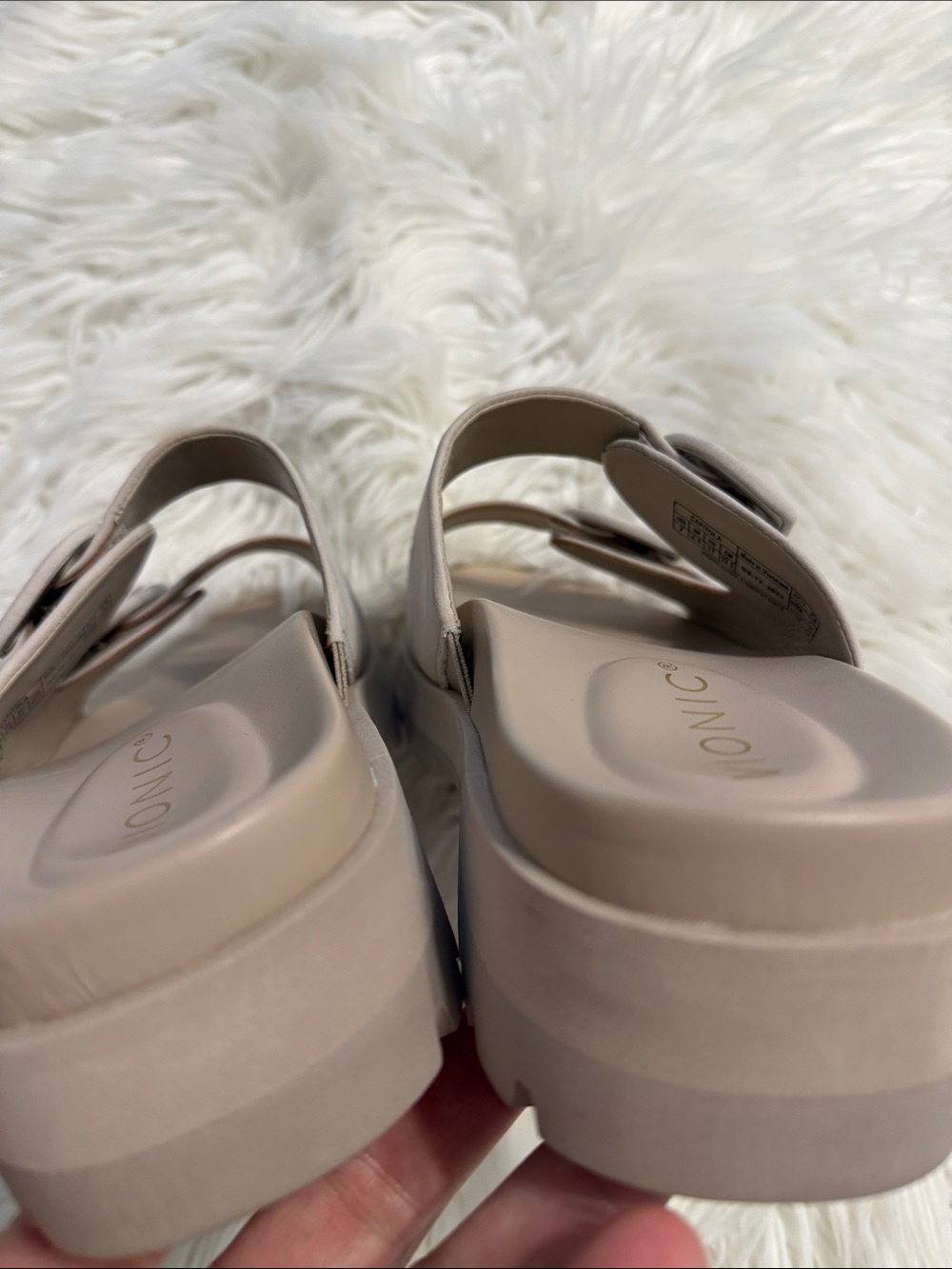 Vionic Taupe Double-Buckle Platform Slide Sandals size 7 BNWOT - Picture 9 of 12